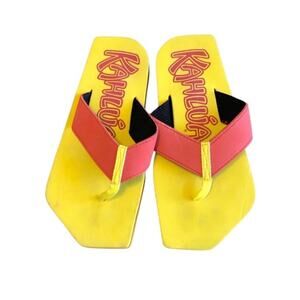 VTG Kahlua Sandals Womens Sz 8 Hawaiian Square Toe Flip Flops Summer Vacation